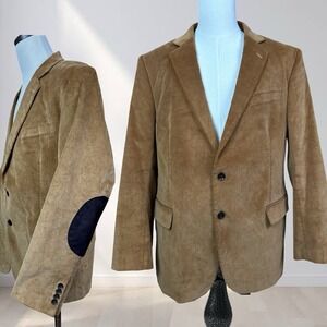 Stafford Blazer Men 48R Brown Corduroy Elbow Patch Classic Fit Lined Sport Coat